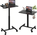 Mobile Standing Desk on Wheels Pneumatic Height Adjustable