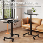 Mobile Standing Desk on Wheels Pneumatic Height Adjustable