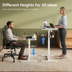 Mobile Standing Desk on Wheels Pneumatic Height Adjustable