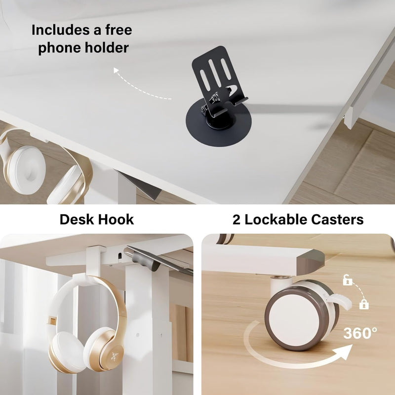 Mobile Standing Desk Pneumatic Height Adjustable