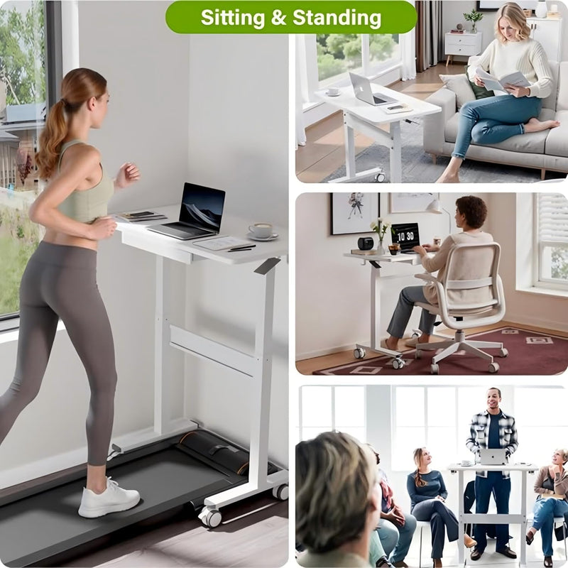 Mobile Standing Desk Pneumatic Height Adjustable