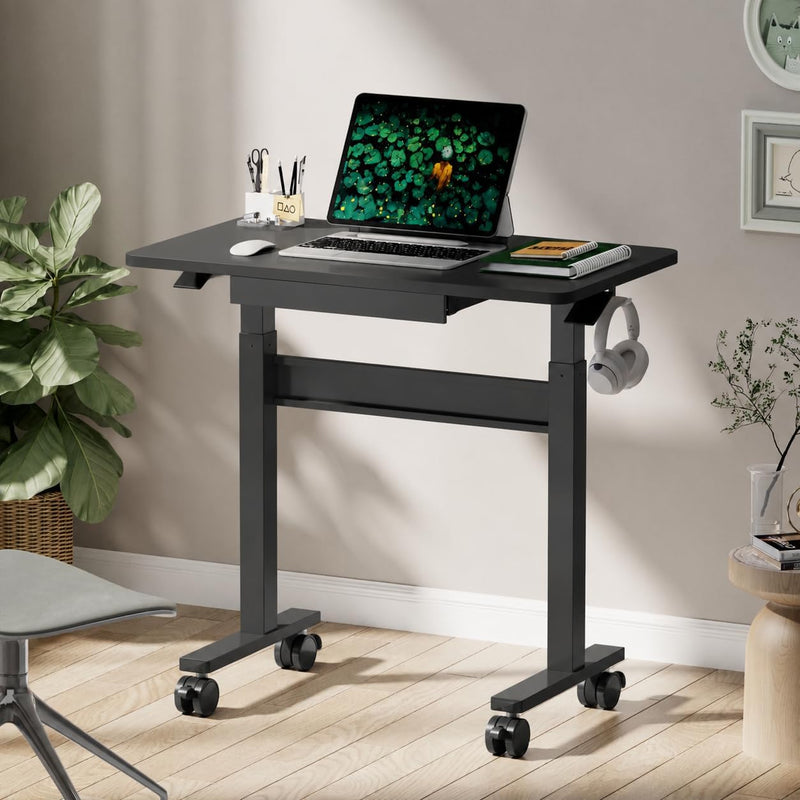 Mobile Standing Desk Pneumatic Height Adjustable