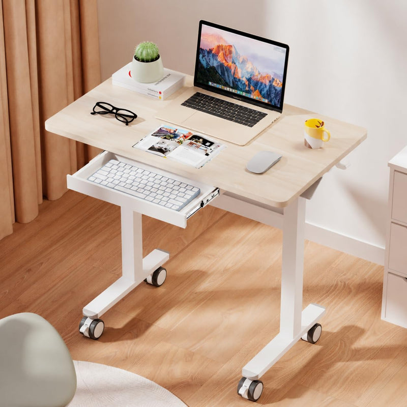 Mobile Standing Desk Pneumatic Height Adjustable