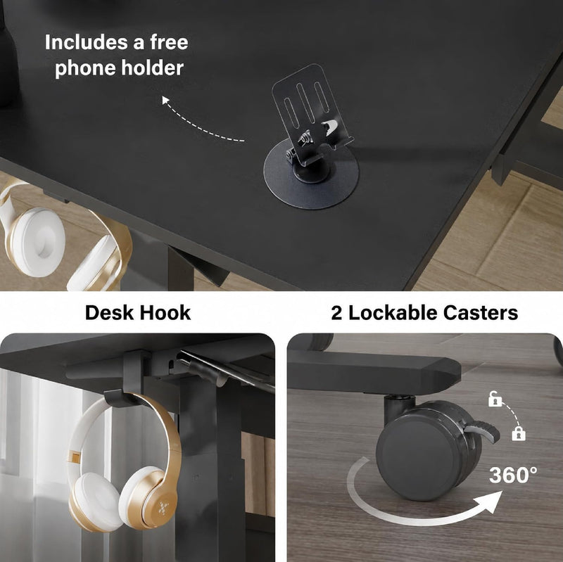 Mobile Standing Desk Pneumatic Height Adjustable