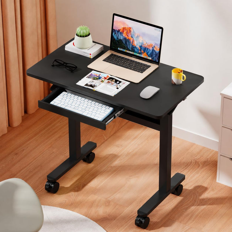 Mobile Standing Desk Pneumatic Height Adjustable