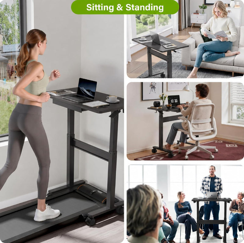 Mobile Standing Desk Pneumatic Height Adjustable