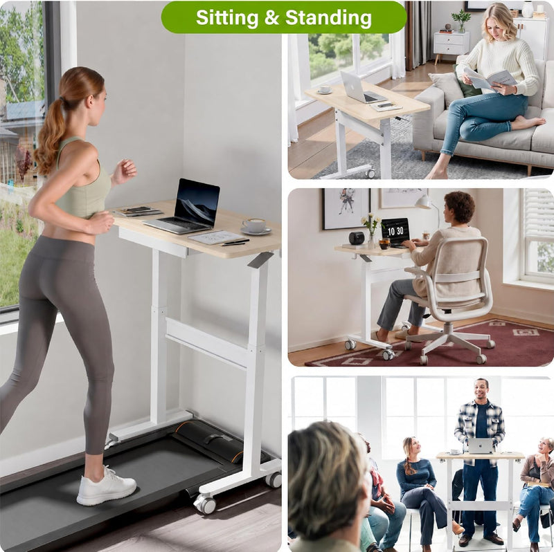 Mobile Standing Desk Pneumatic Height Adjustable