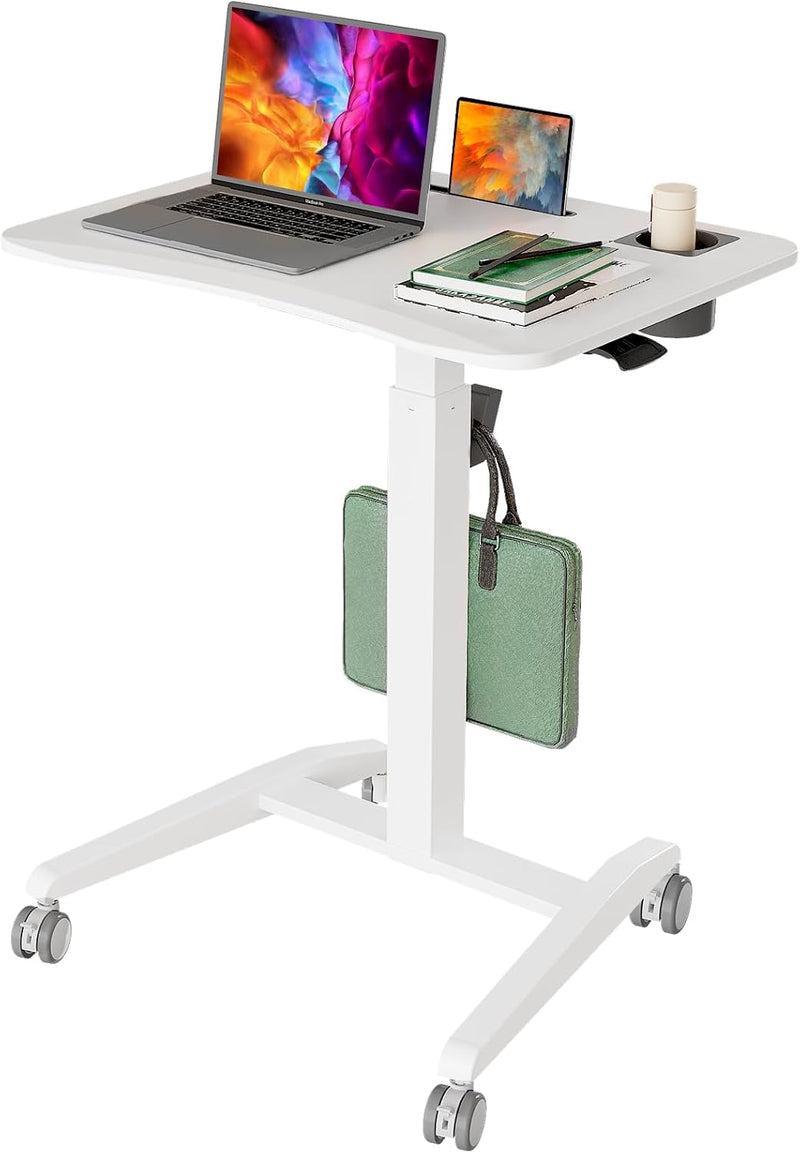 Mobile Standing Desk Pneumatic Height Adjustable Rolling Table