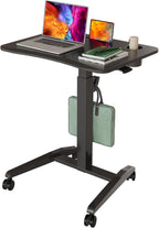 Mobile Standing Desk Pneumatic Height Adjustable Rolling Table