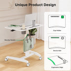 Mobile Standing Desk Pneumatic Height Adjustable Rolling Table