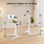 Mobile Standing Desk Pneumatic Height Adjustable Rolling Table