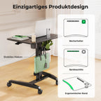 Mobile Standing Desk Pneumatic Height Adjustable Rolling Table