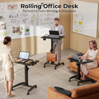 Mobile Standing Desk Pneumatic Height Adjustable Rolling Table