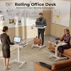 Mobile Standing Desk Pneumatic Height Adjustable Rolling Table