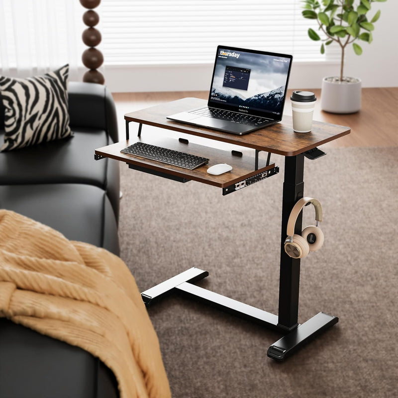 Mobile Standing Desk Upgrade Computer Workstation with Keyboard