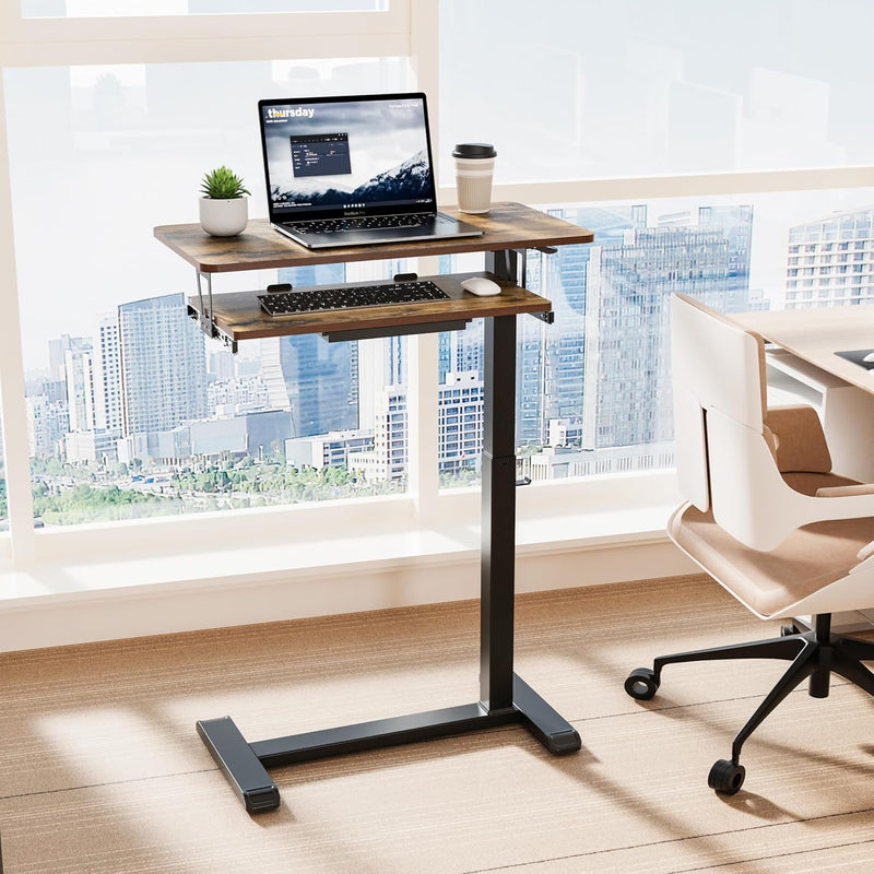 Mobile Standing Desk Upgrade Computer Workstation with Keyboard