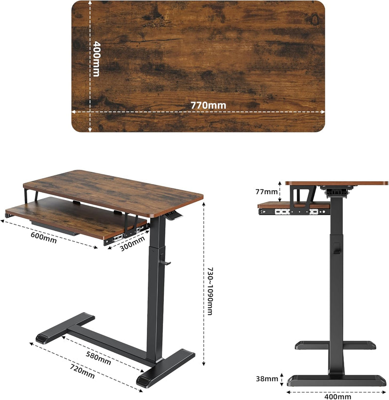 Mobile Standing Desk Upgrade Computer Workstation with Keyboard