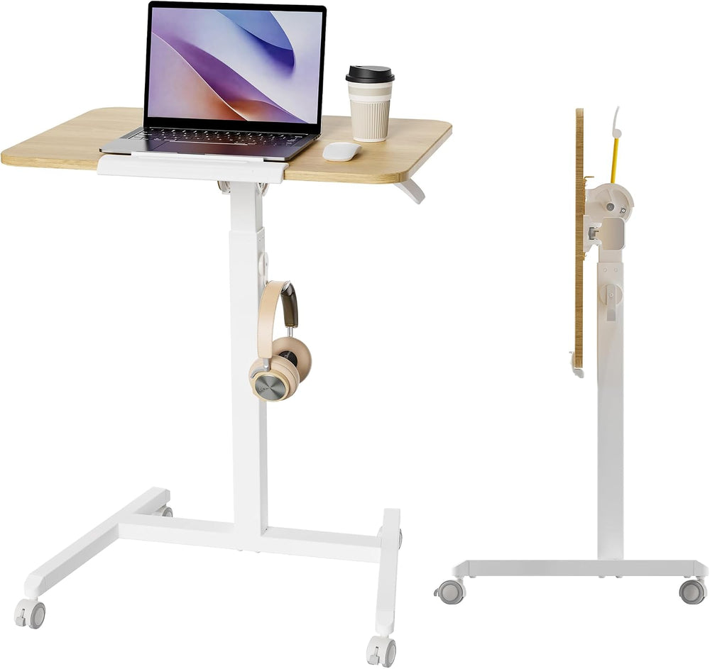 Mobile Standing Desk with Tiltable Tabletop 76-110CM Oak