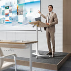 Mobile Standing Desk with Tiltable Tabletop 76-110CM Oak