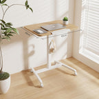 Mobile Standing Desk with Tiltable Tabletop 76-110CM Oak