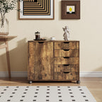 Mobile Storage Cabinet 5 Drawers 2 Compartments