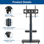 Mobile Swivel TV Stand on Wheels for Most