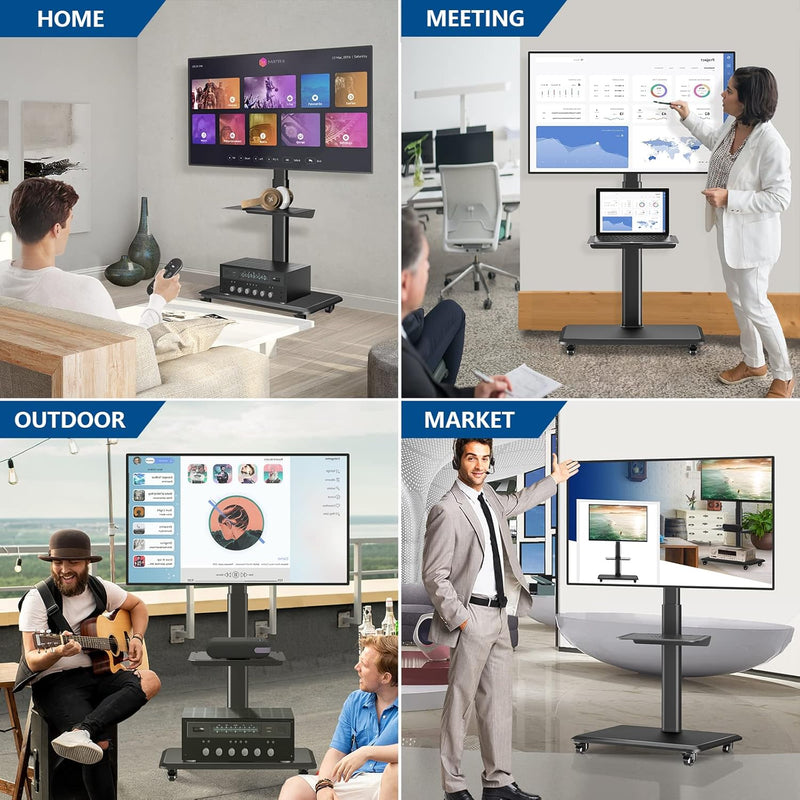 Mobile TV Stand on Wheels for 26-70 Inch