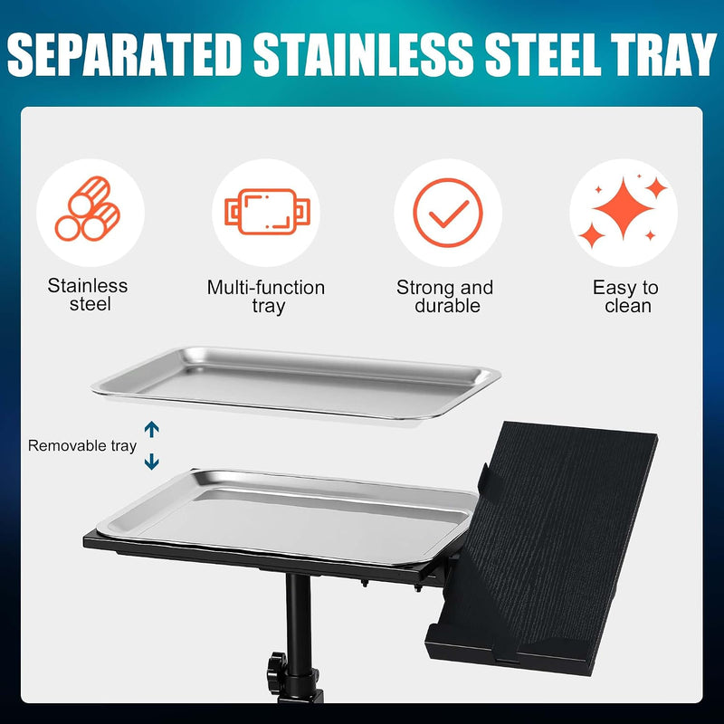 Mobile Tattoo Tray Cart with Wheels Height Adjustable