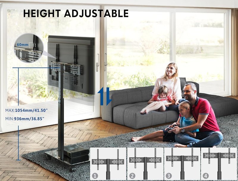 Mobile TV Cart Floor Stand on Wheels