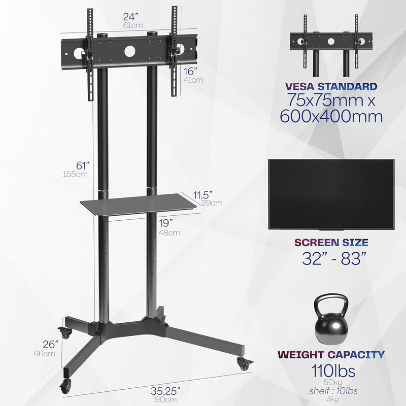 Mobile TV Cart for 13 to 60 Inch