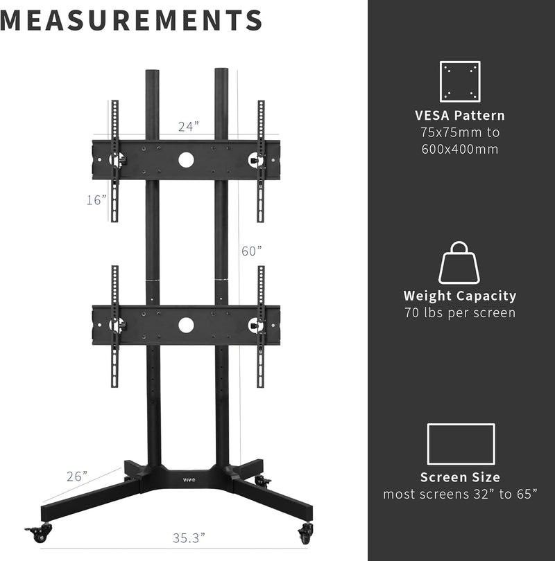 Mobile TV Cart for 32 to 65 Inch