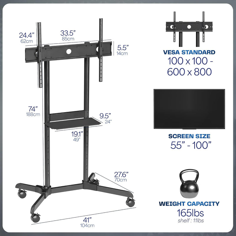 Mobile TV Cart for 55 to 100 Inch