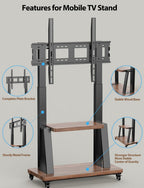 Mobile TV Floor Stand on Wheels for Most