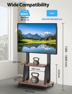Mobile TV Floor Stand on Wheels for Most