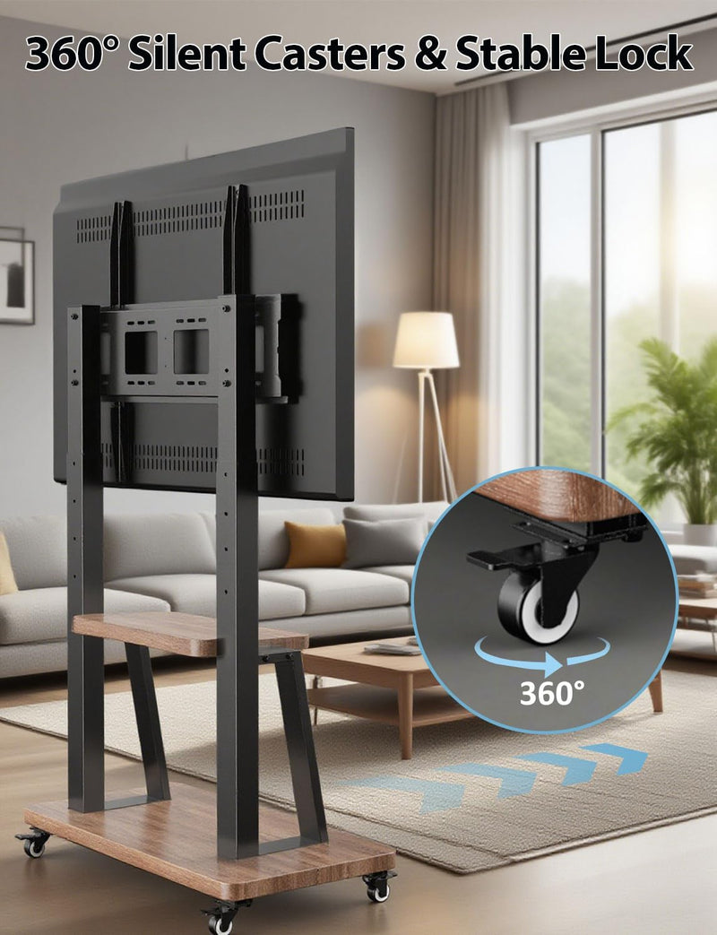 Mobile TV Floor Stand on Wheels for Most