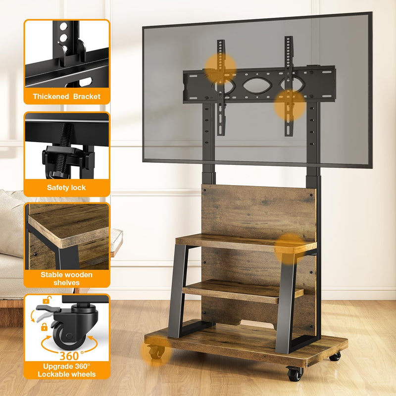 Mobile TV Stand Cabinet for 32-75 Inch Height