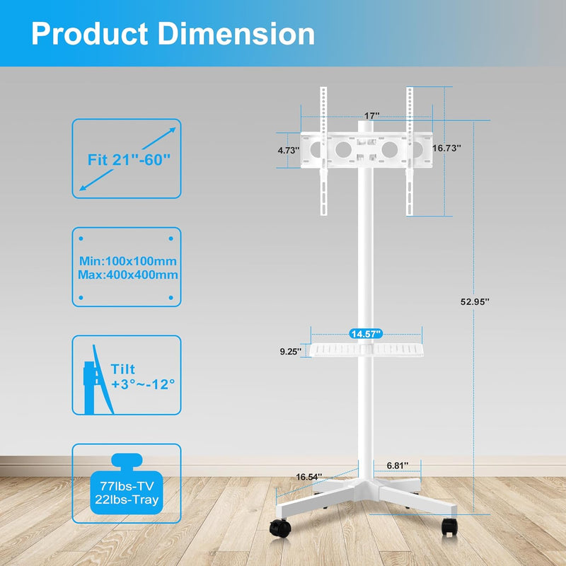 Mobile TV Stand for 21 to 60 Inch