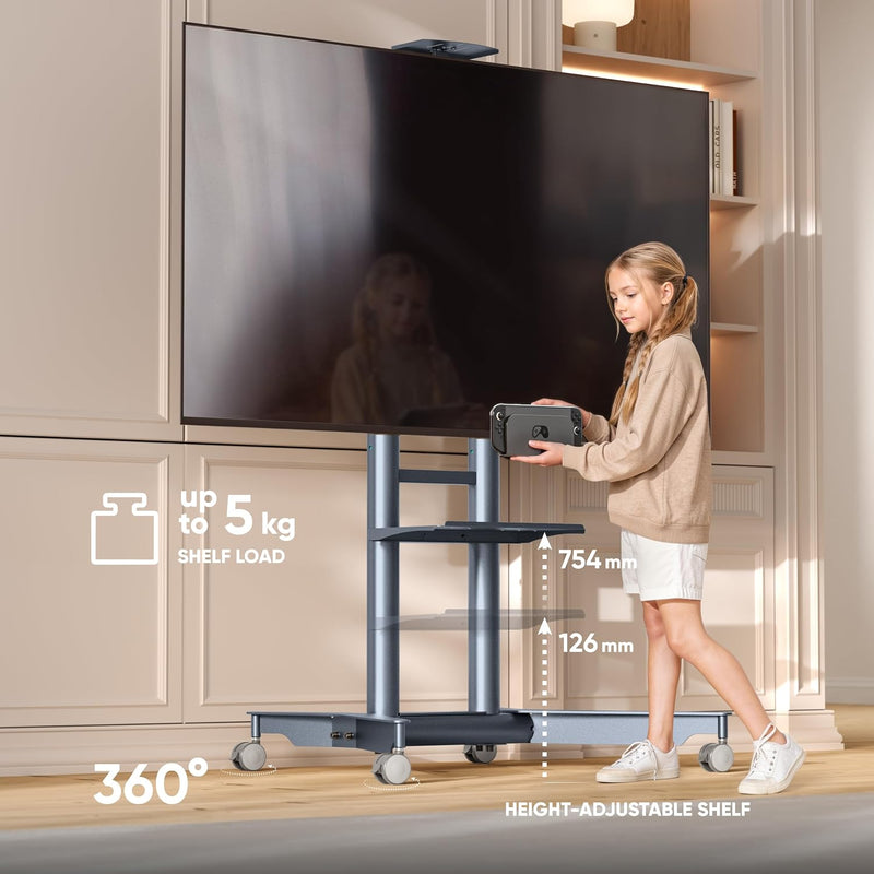 Mobile TV Stand on Wheels 32"-75" 50KG