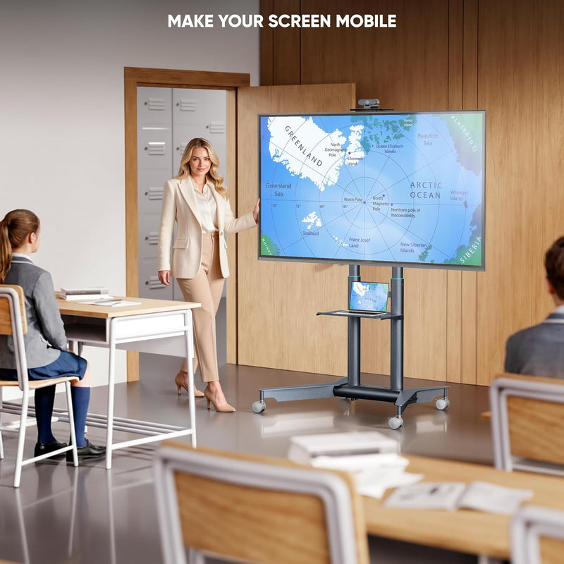Mobile TV Stand on Wheels 32"-75" 50KG