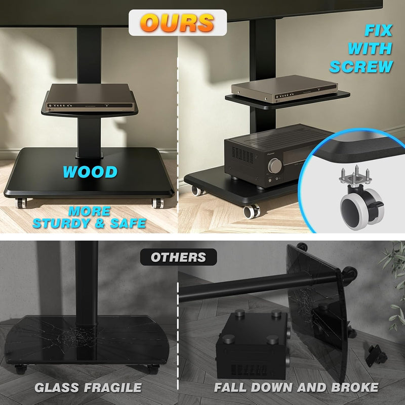Mobile TV Stand on Wheels for 26-70 Inch