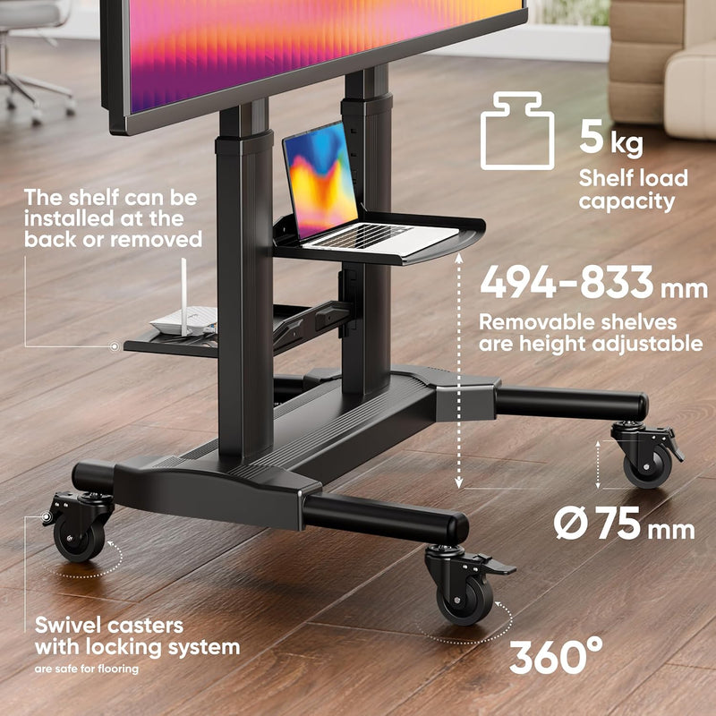 Mobile TV Stand on Wheels for 32" 65