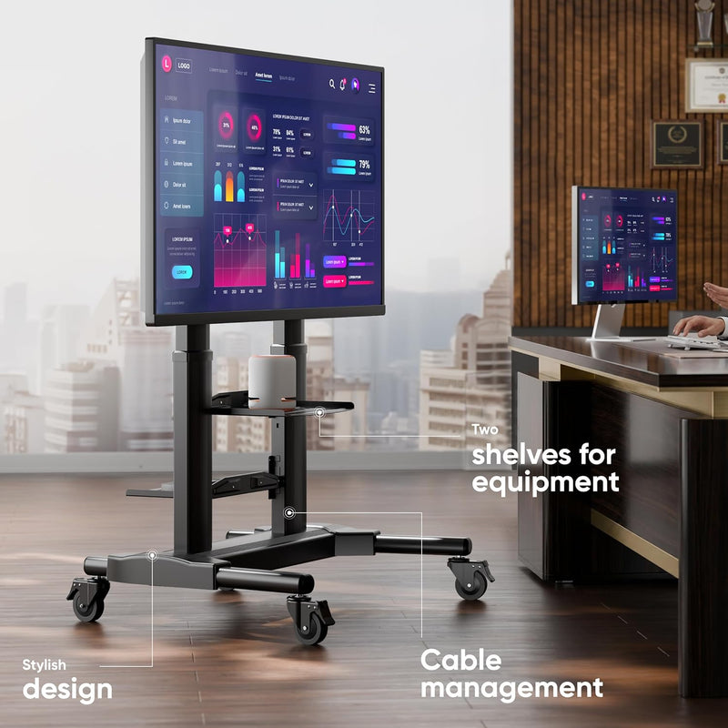 Mobile TV Stand on Wheels for 32" 65
