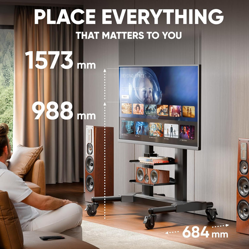 Mobile TV Stand on Wheels for 32" 65