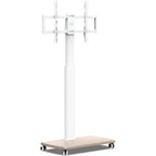 Mobile TV Stand on Wheels with Wooden Base
