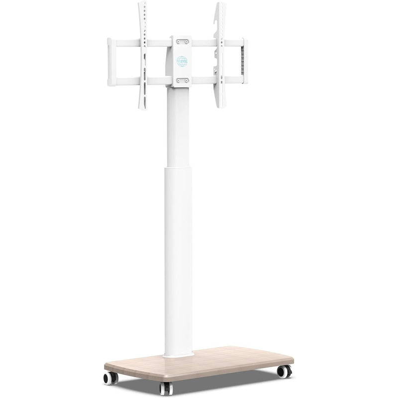 Mobile TV Stand on Wheels with Wooden Base
