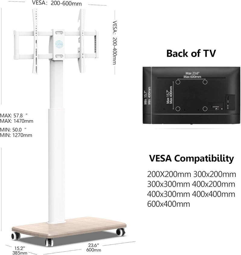 Mobile TV Stand on Wheels for 32–70 Inch