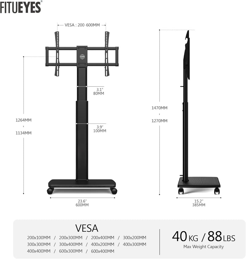 Mobile TV Stand on Wheels for 32–70 Inch