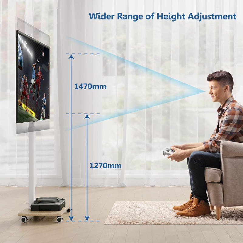 Mobile TV Stand on Wheels for 32–70 Inch