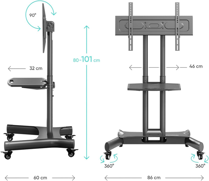 Mobile TV Stand on Wheels for 32"-75" Screens