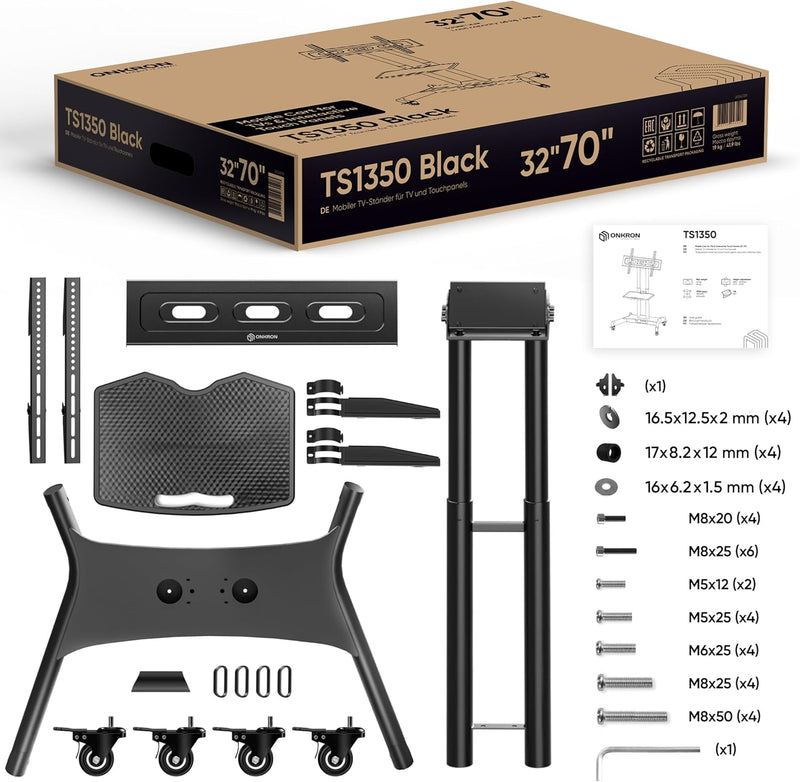 Mobile TV Stand on Wheels for 32"-75" Screens